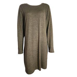NWT DIP Solid All Green Long‎ Sleeve Pullover Sweater Dress Womens Size XL